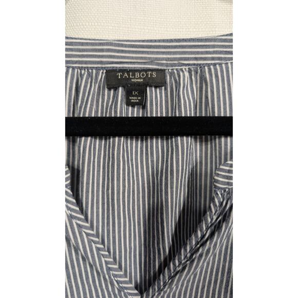 Talbot's Women's Striped Embroidered Floral Blouse Sz 1X Cotton Popover Boho - Picture 5 of 7